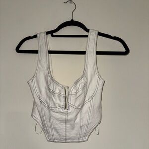 White Zippered Women's Top